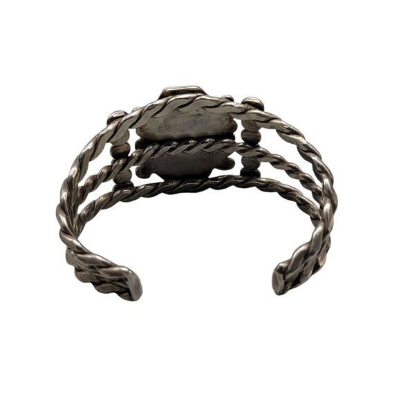 Agate Sterling Silver Open Cuff Bracelet Red Cabachon Detailed 925 Design SZ 6 - Picture 13 of 16